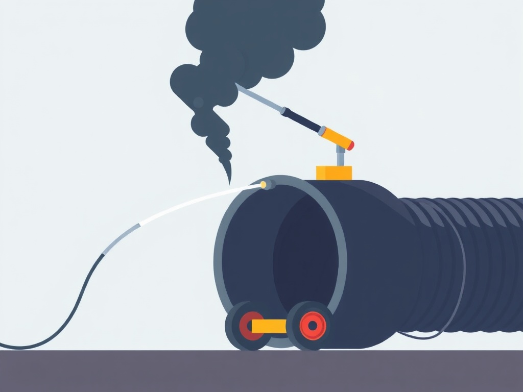 Hydrocurage haute pression d'une canalisation à Péronnas